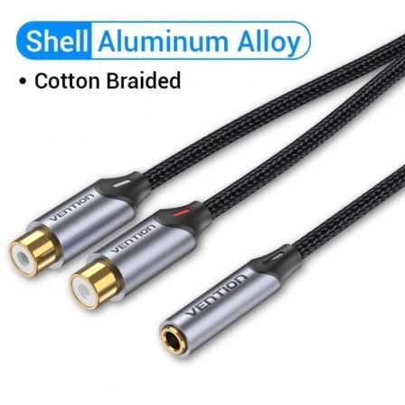 Vention Cable de Audio Estéreo Jack 3,5 mm Hembra a 2x RCA Macho 0,3 m Gris BCOHY Vention Cable de Audio Estéreo Jack 3,5 mm Hembra a 2x RCA Macho 0,3 m Gris BCOHY